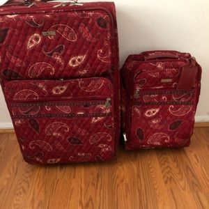Two piece luggage on wheels